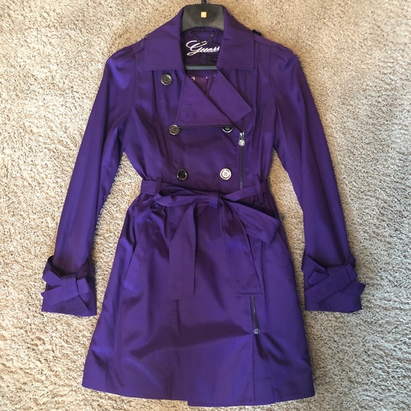 Guess Jackets & Blazers - Purple short trench coat-never worn!